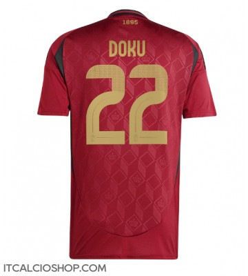 Belgio Jeremy Doku #22 Prima Maglia Europei 2024 Manica Corta